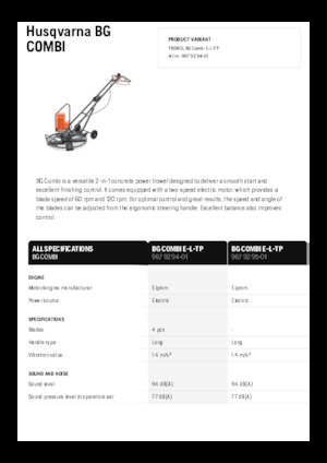 Роторни заглаждачи - ръчно водими Husqvarna BG COMBI