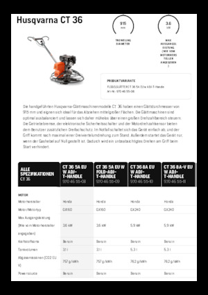 Роторни заглаждачи - ръчно водими Husqvarna CT 36