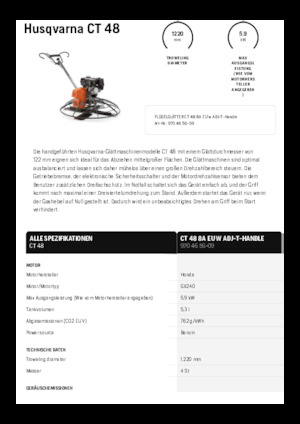 Роторни заглаждачи - ръчно водими Husqvarna CT 48