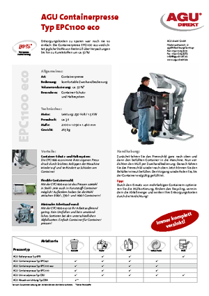 Преси за отпадъци AGU EPC 1100 eco