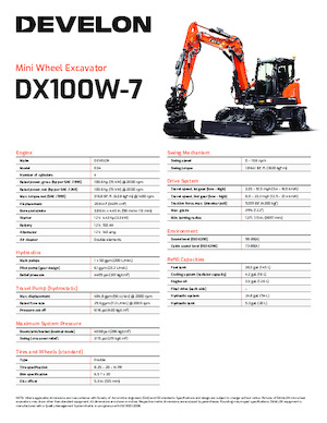Колесни екскаватори Develon DX100W-7 