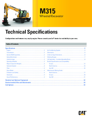 Колесни екскаватори Caterpillar M315