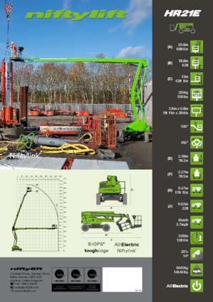 Колесни повдигачи с подвижна стрела Niftylift HR21E