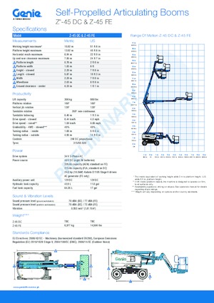 Колесни повдигачи с подвижна стрела Genie Z-45 DC