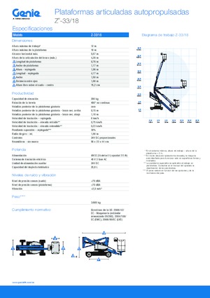 Колесни повдигачи с подвижна стрела Genie Z-33/18
