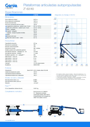 Колесни повдигачи с подвижна стрела Genie Z-62/40