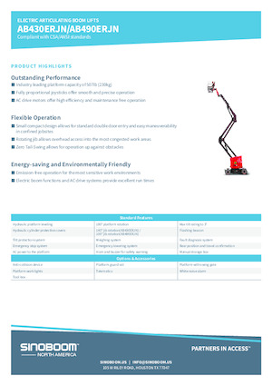 Колесни повдигачи с подвижна стрела Sinoboom AB490ERJN