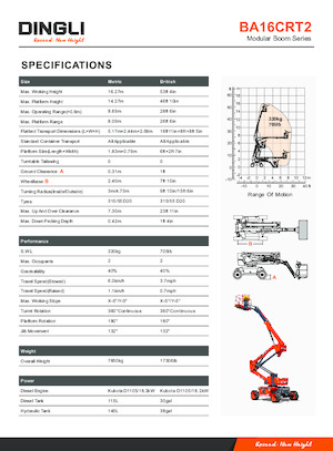 Колесни повдигачи с подвижна стрела Dingli BA16CRT2