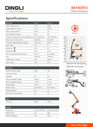 Колесни повдигачи с подвижна стрела Dingli BA18CRT2