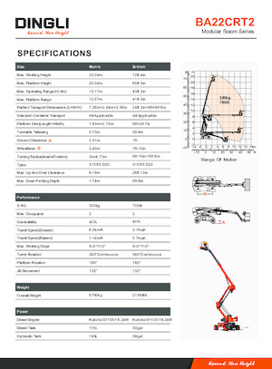 Колесни повдигачи с подвижна стрела Dingli BA22CRT2