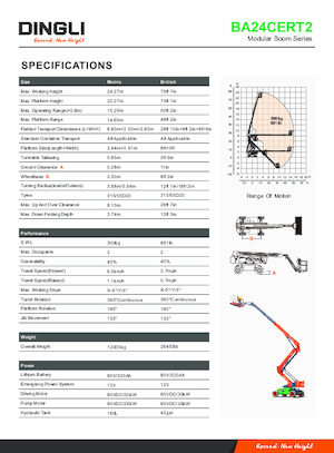 Колесни повдигачи с подвижна стрела Dingli BA24CERT2