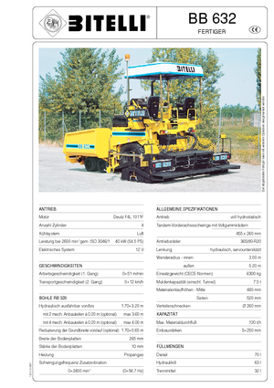 Колесни асфалтополагачи Bitelli BB 632 RB 320