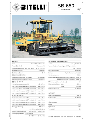 Колесни асфалтополагачи Bitelli BB 680 RB 5700 VB