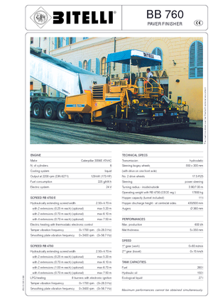 Колесни асфалтополагачи Bitelli BB 760 RB 4700 E