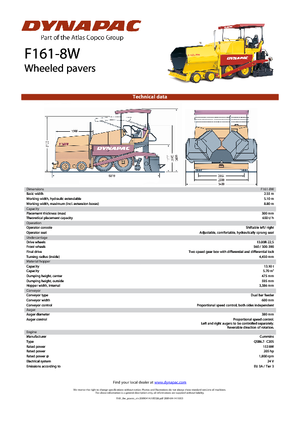 Колесни асфалтополагачи Dynapac F 161-8 W