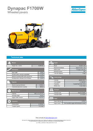 Колесни асфалтополагачи Dynapac F 1700 W