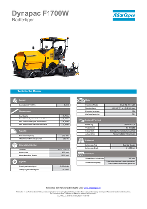 Колесни асфалтополагачи Dynapac F 1700 W