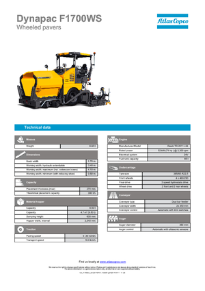Колесни асфалтополагачи Dynapac F 1700 WS