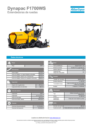 Колесни асфалтополагачи Dynapac F 1700 WS