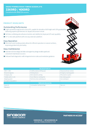 Колесни ножични автовишки Sinoboom 3369RD