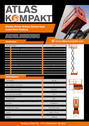 Колесни ножични автовишки Atlas Kompakt ACSL 0807 DC