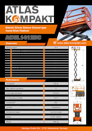 Колесни ножични автовишки Atlas Kompakt ACSL 1412 DC