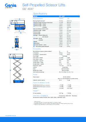 Колесни ножични автовишки Genie GS-4047