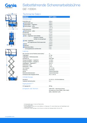 Колесни ножични автовишки Genie GS-1330