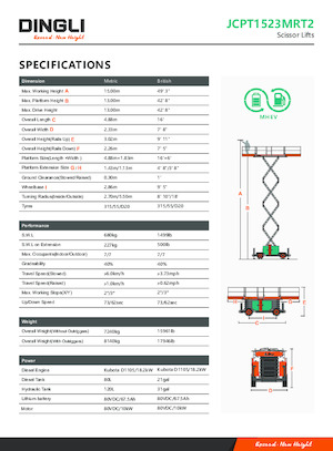 Колесни ножични автовишки Dingli JCPT1523MRT2