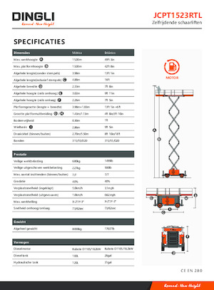 Колесни ножични автовишки Dingli JCPT1523RTL