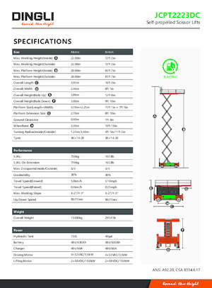 Колесни ножични автовишки Dingli JCPT2223DC
