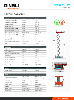 Колесни ножични автовишки Dingli JCPT3225HRT