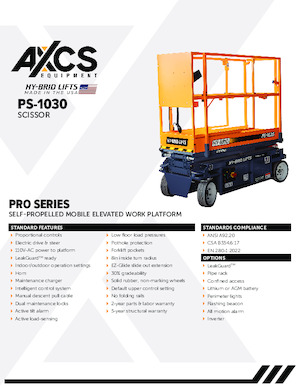 Колесни ножични автовишки AXCS PS-1030 