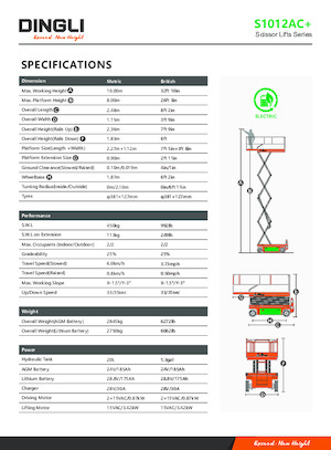 Колесни ножични автовишки Dingli S1012AC+