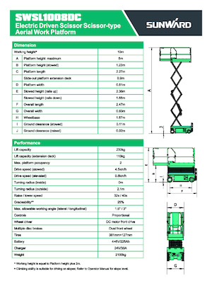 Колесни ножични автовишки Sunward SWSL 1008 DC