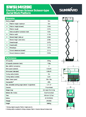 Колесни ножични автовишки Sunward SWSL 1412 DC