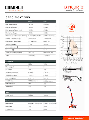 Колесни телескопични подемници Dingli BT18CRT2