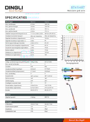 Колесни телескопични подемници Dingli BT41HRT