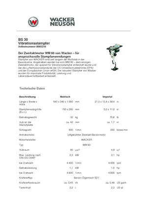 Бензинови и дизелови вибротрамбовки Wacker Neuson BS30