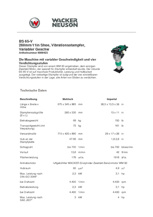 Бензинови и дизелови вибротрамбовки Wacker Neuson BS 65 V 11