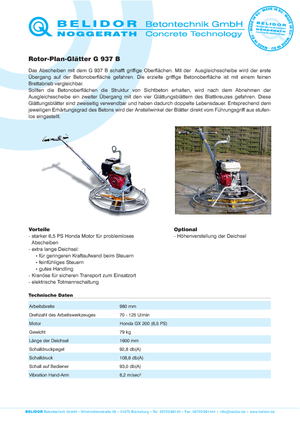 Роторни заглаждачи - ръчно водими Belidor-Noggerath G 937 B