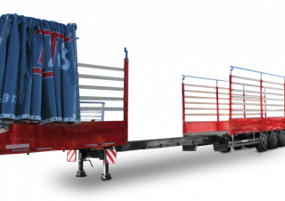 Ремаркета Полуремаркета с брезентова платформа Schwarzmüller 3-axle platform semitrailer - extendible