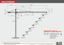 Кулокран - тролейна стрела - горно въртене Wolffkran 6531.6 cross