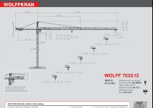 Кулокран - тролейна стрела - горно въртене Wolffkran 7532.12 cross