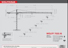 Кулокран - тролейна стрела - горно въртене Wolffkran 7532.16 cross