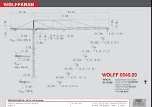 Кулокран - тролейна стрела - горно въртене Wolffkran 8540.20 cross