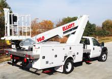Телескопични вишки, монтирани на камион Elliott Equipment V60F HiReach 
